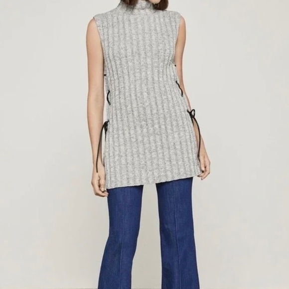 BCBGMaxAzria Sweaters - BCBGMaxAzria Mock Turtleneck Ribbed Sweater with leather detail on side